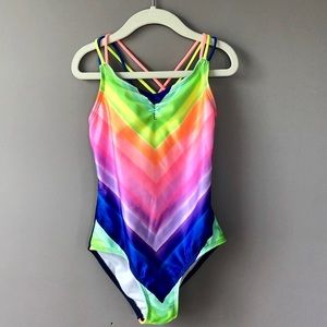 Cat & Jack Target Girls Swimsuit M 7/8 Striped